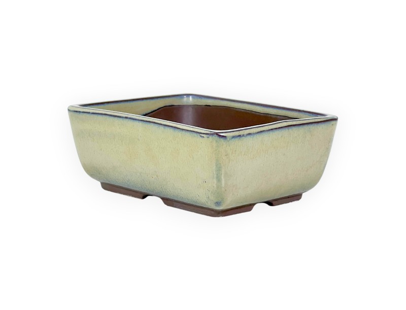 Rectangular glazed stoneware Japanese Bonsai pot - 14 cm