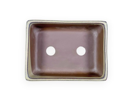 Japanischer Bonsai-Topf aus glasiertem Steinzeug, rechteckig - 14 cm