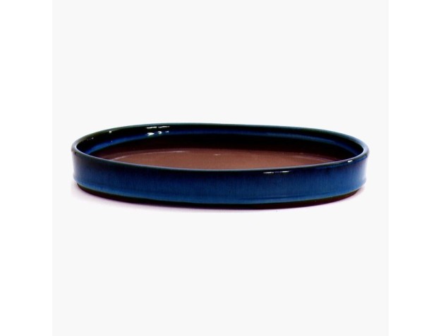 Oval glazed stoneware Japanese Bonsai pot - 27,5 cm