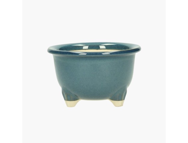 Pot rond en grès émaillé pour bonsaïs japonais - 13 cm