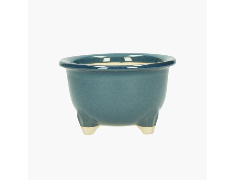 Vaso Bonsai Giapponese Tondo in Grès Smaltato - 13 cm