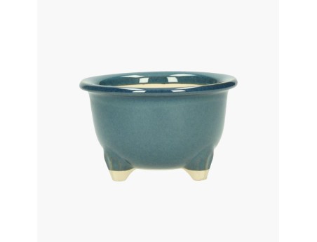 Vaso Bonsai Giapponese Tondo in Grès Smaltato - 10,5 cm