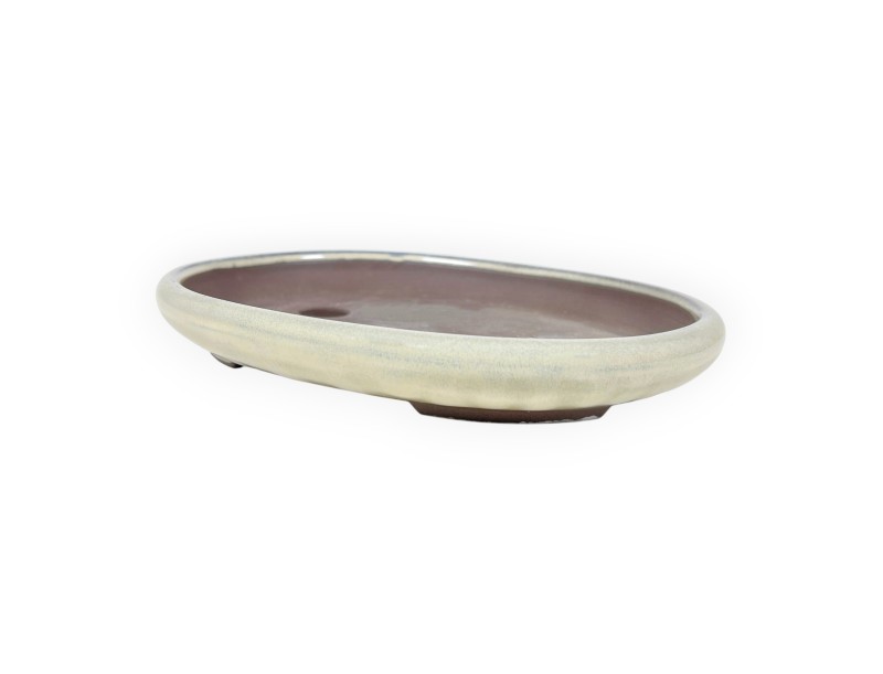Oval glazed stoneware Japanese Bonsai pot - 19,5 cm