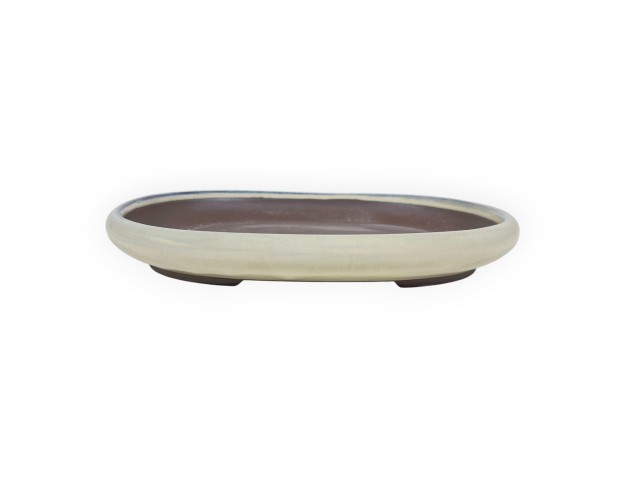 Pot ovale grès émaillé pour bonsaïs japonais - 26,5 cm