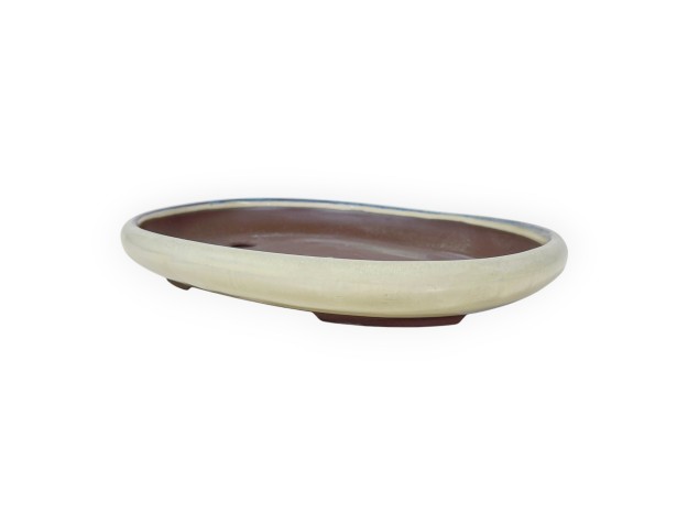 Oval glazed stoneware Japanese Bonsai pot - 26,5 cm 2