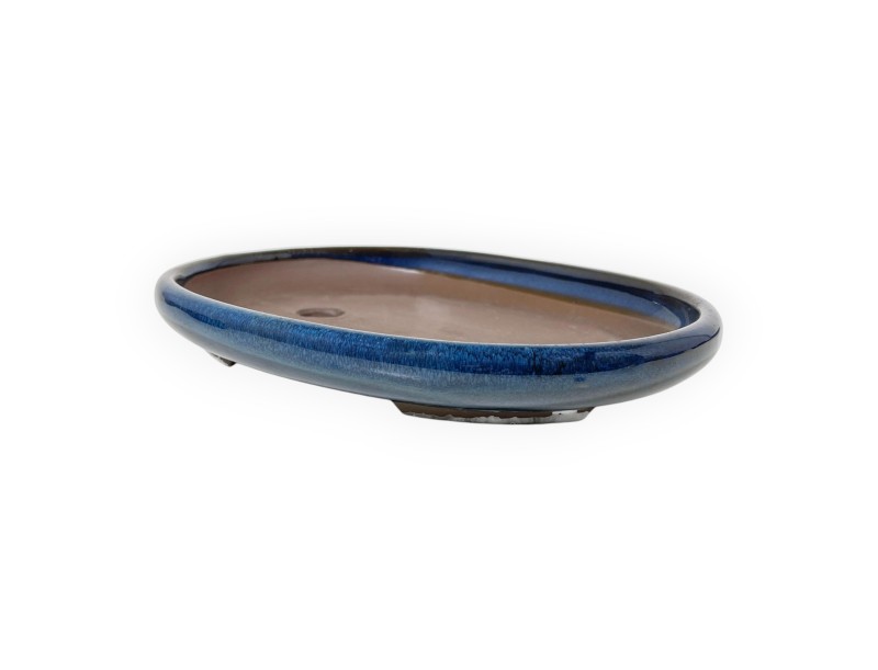 Oval glazed stoneware Japanese Bonsai pot - 22,5 cm