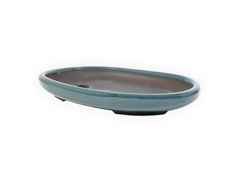 Pot ovale grès émaillé pour bonsaïs japonais - 22,5 cm