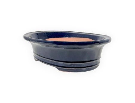 Oval glazed stoneware Chinese Bonsai pot - 31 cm