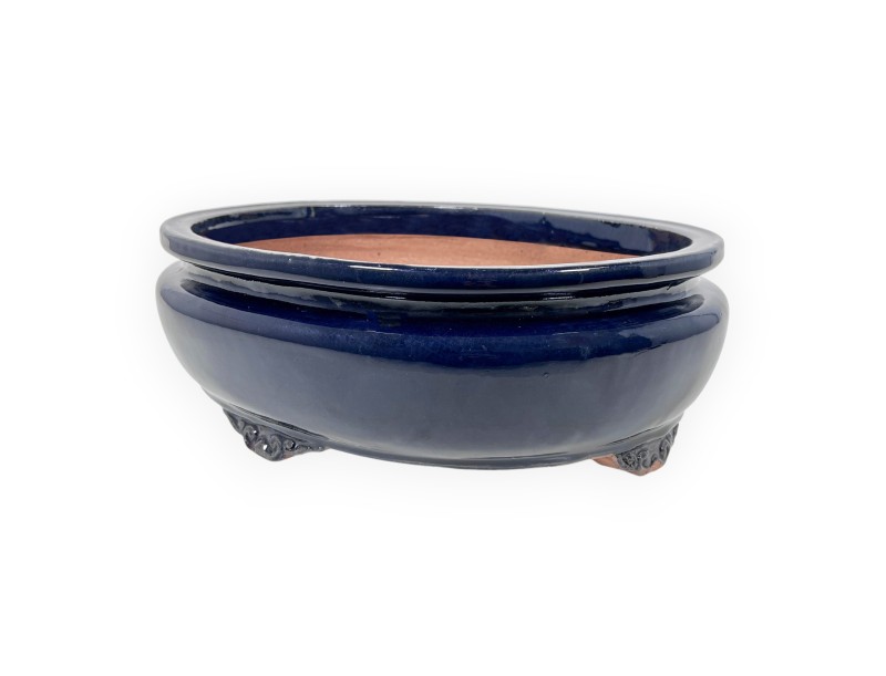 Pot ovale en grès émaillé pour bonsaïs chinois - 35 cm