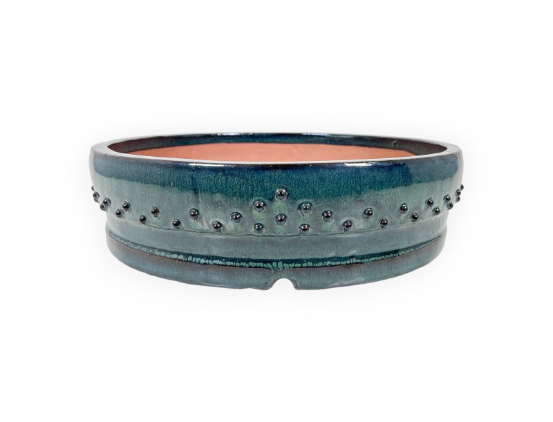 Pot rond en grès émaillé pour bonsaïs chinois - 37,5 cm