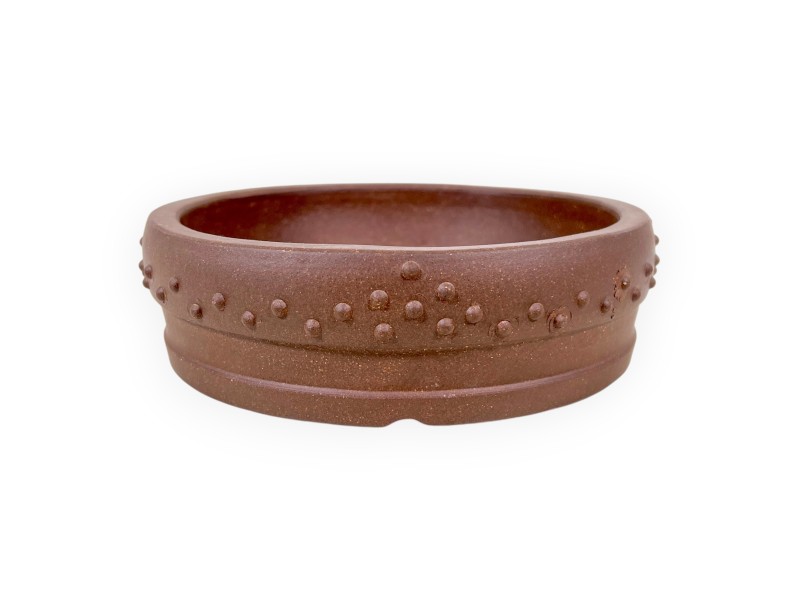 Vaso Bonsai Cinese Tondo in Grès Non Smaltato - 15,5 cm