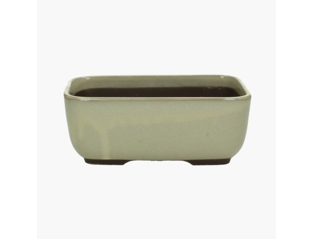 Pot rectangulaire grès émaillé pour bonsaïs japonais - 24,5 cm