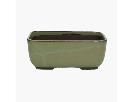 Vaso Bonsai Giapponese Rettangolare in Grès Smaltato - 24,5 cm