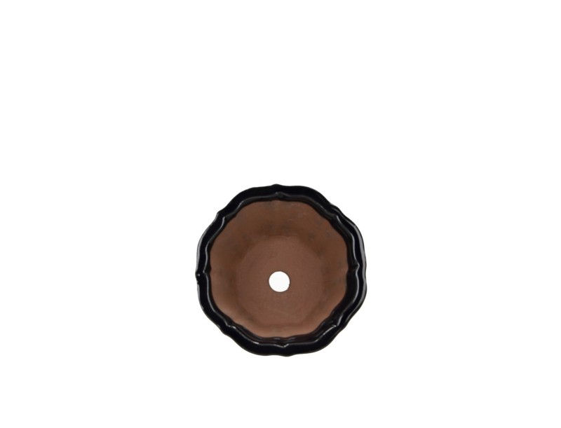 Round glazed stoneware Chinese Bonsai pot - 13 cm