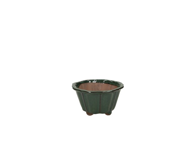 Pot rond en grès émaillé pour bonsaïs chinois - 13 cm