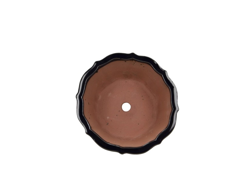 Chinesischer Bonsai Topf aus glasiertem Steinzeug, rund - 18 cm