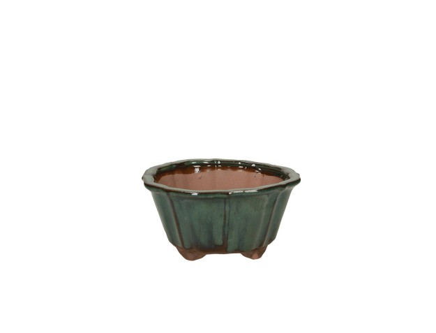 Pot rond en grès émaillé pour bonsaïs chinois - 18 cm