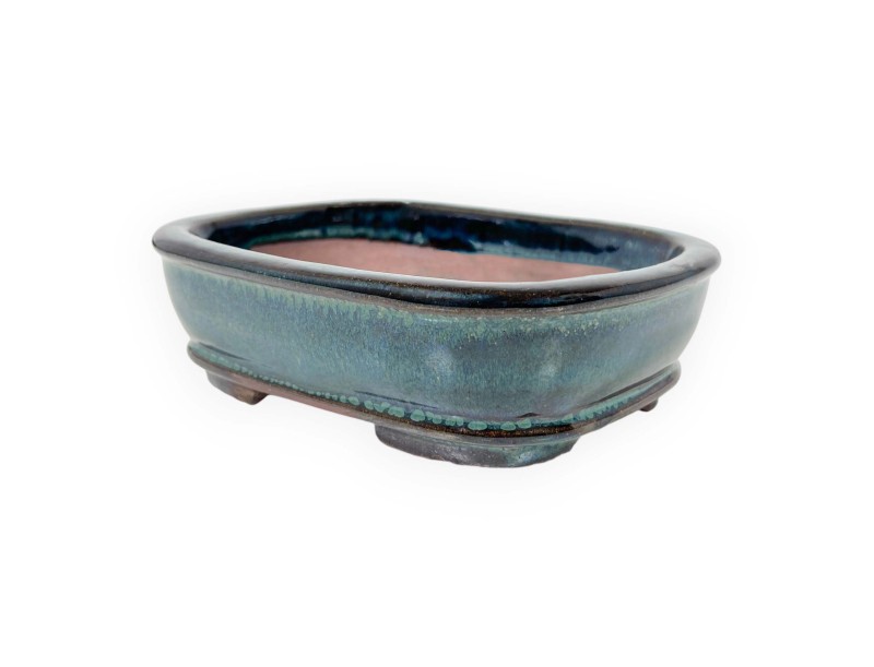 Vaso Bonsai Cinese Rettangolare in Grès Smaltato - 16 cm