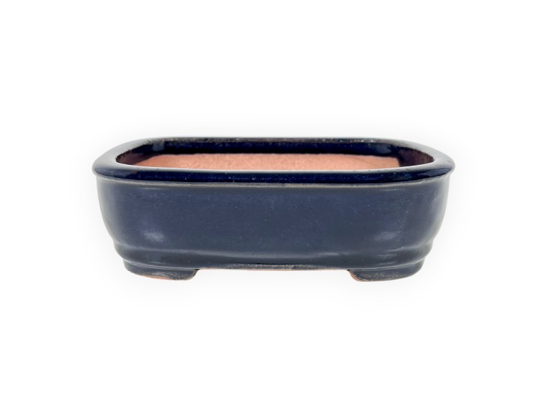 Chinesischer Bonsai Topf aus glasiertem Steingut, rechteckig - 16 cm