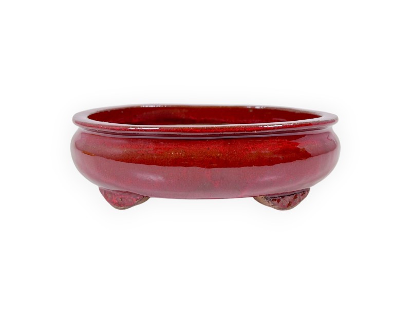 Pot ovale en grès émaillé pour bonsaïs chinois - 15,5 cm