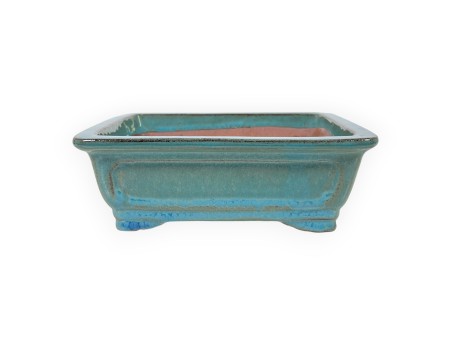 Pot rectangulaire en grès émaillé pour bonsaïs chinois - 16 cm
