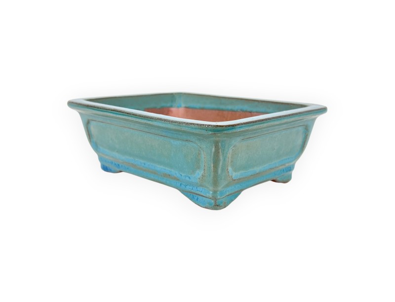 Pot rectangulaire en grès émaillé pour bonsaïs chinois - 16 cm