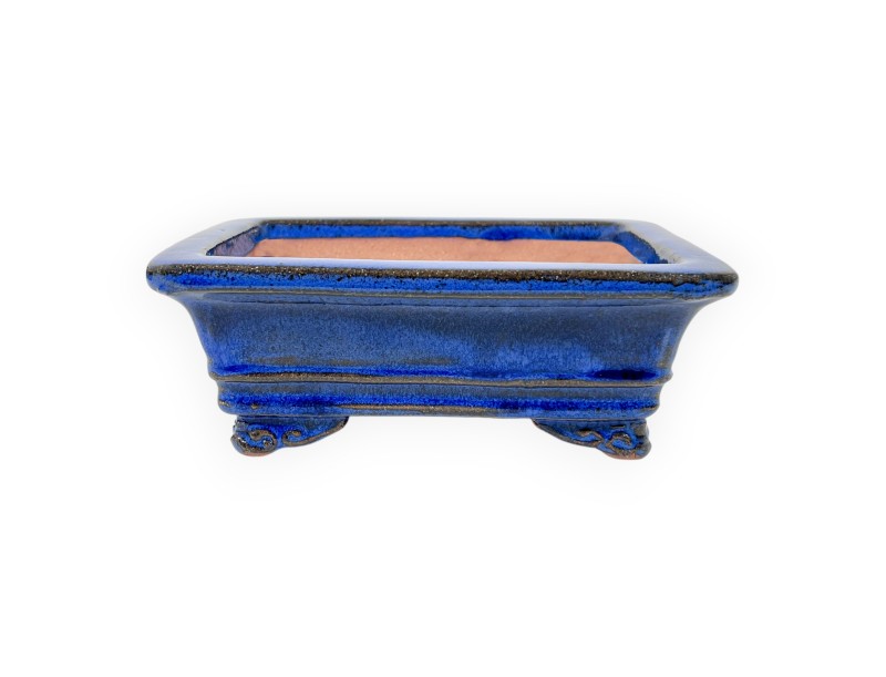 Pot rectangulaire en grès émaillé pour bonsaïs chinois - 16 cm