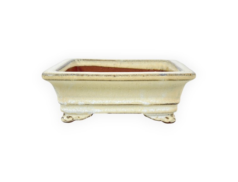 Pot rectangulaire en grès émaillé pour bonsaïs chinois - 16 cm