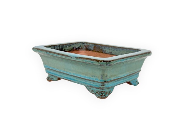 Rectangular glazed stoneware Chinese Bonsai pot - 16 cm 2