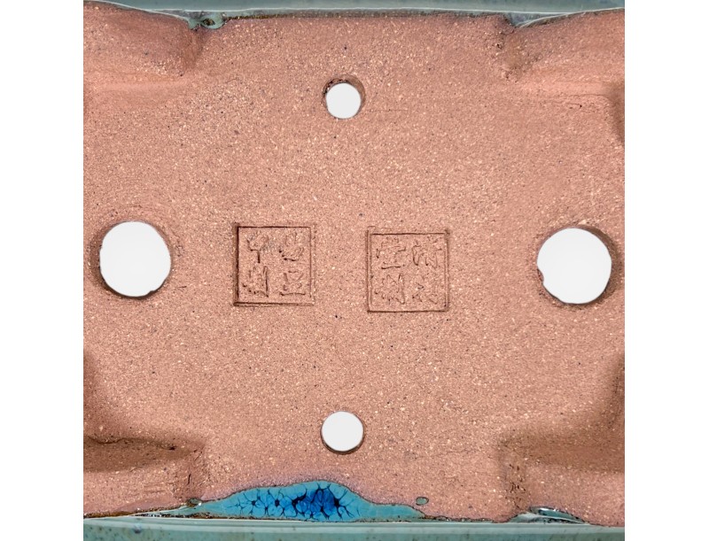 Pot rectangulaire en grès émaillé pour bonsaïs chinois - 16 cm