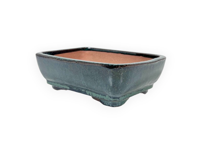 Pot rectangulaire en grès émaillé pour bonsaïs chinois - 16 cm