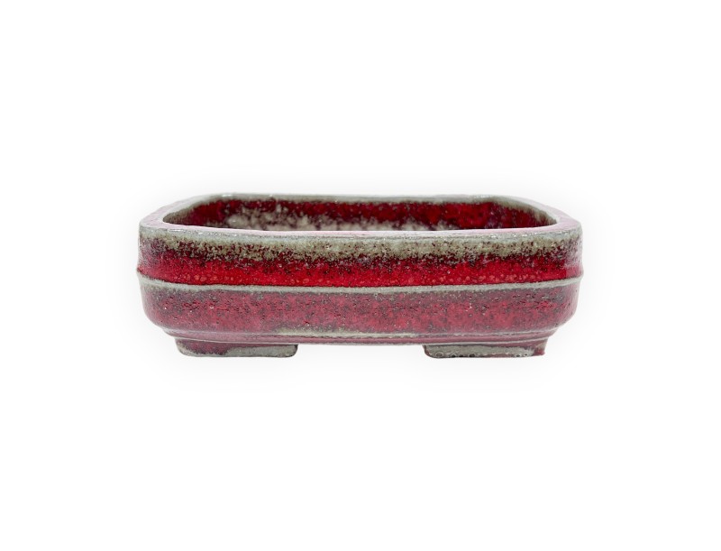 Pot rectangulaire en grès émaillé pour bonsaïs chinois - 15,5 cm
