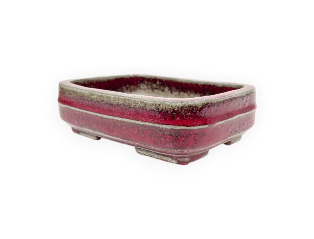 Chinesischer Bonsai Topf aus glasiertem Steingut, rechteckig - 15,5 cm 2