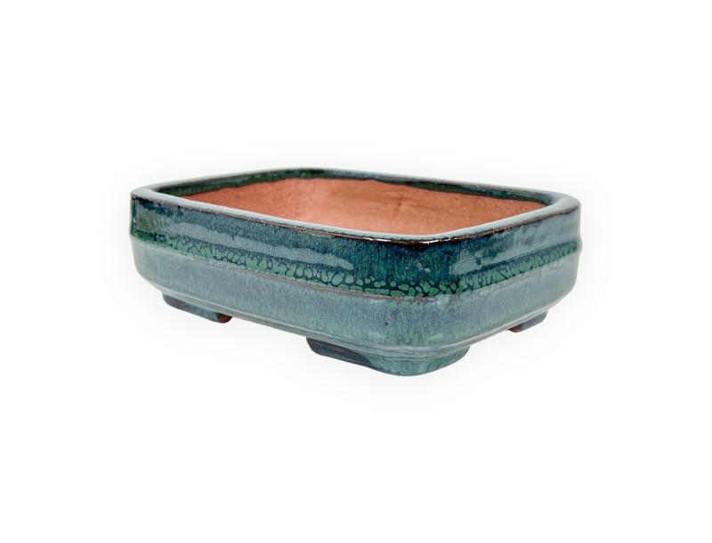 Pot rectangulaire en grès émaillé pour bonsaïs chinois - 15,5 cm