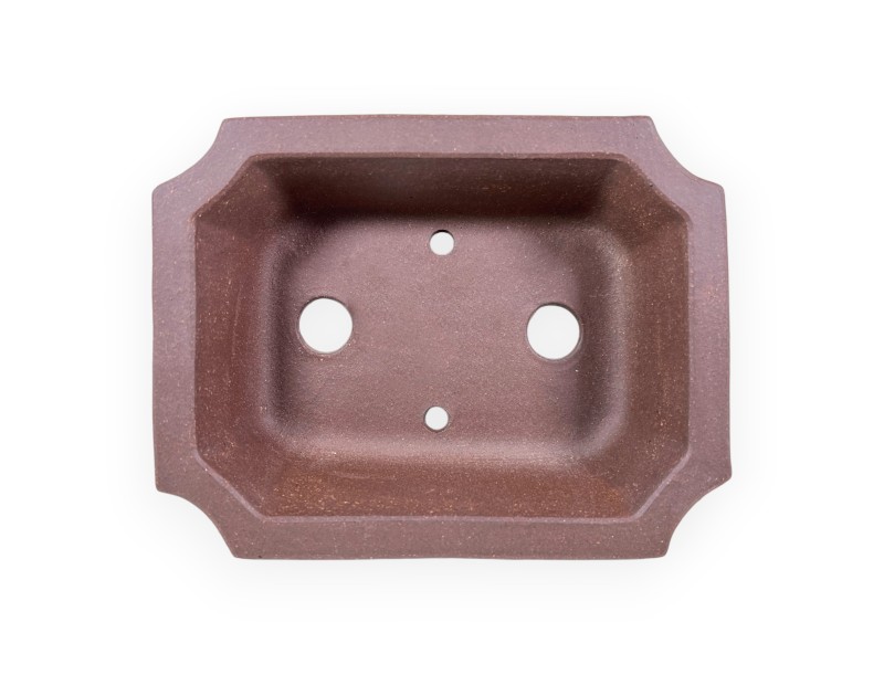 Rectangular unglazed stoneware Chinese Bonsai pot - 16 cm