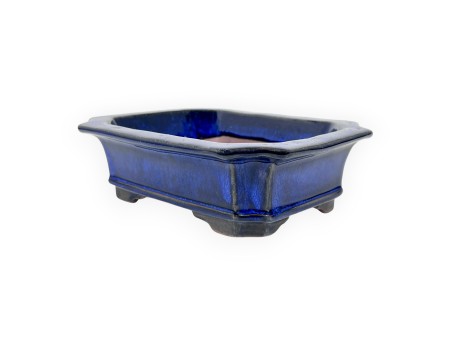 Chinesischer Bonsai Topf aus glasiertem Steingut, rechteckig - 16 cm
