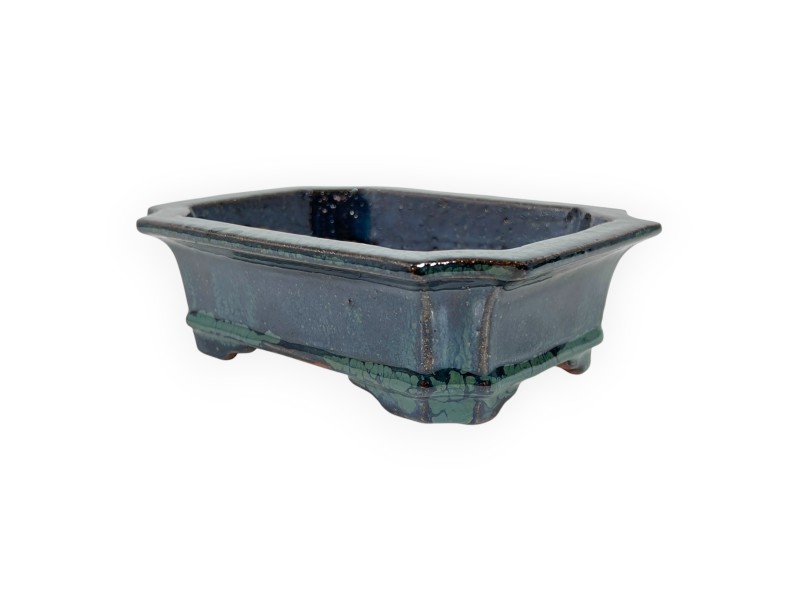 Vaso Bonsai Cinese Rettangolare in Grès Smaltato - 16 cm