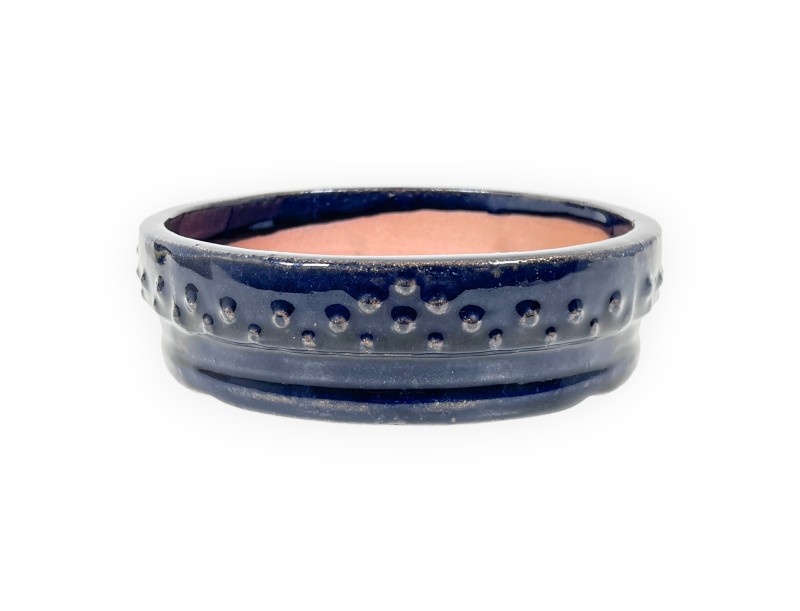 Round glazed stoneware Chinese Bonsai pot - 16 cm