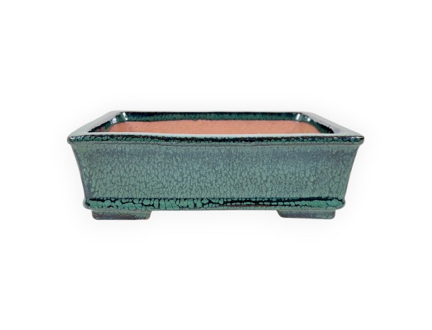Pot rectangulaire en grès émaillé pour bonsaïs chinois - 18 cm