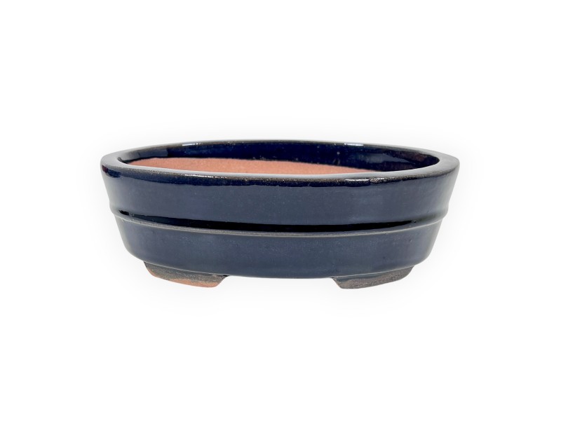 Vaso Bonsai Cinese Ovale in Grès Smaltato - 21,5 cm