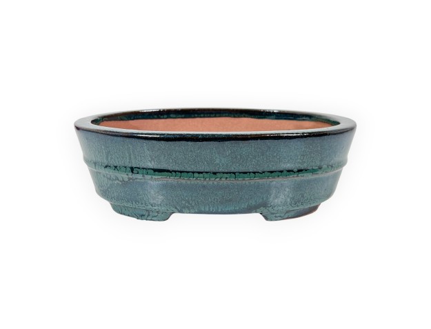 Pot ovale en grès émaillé pour bonsaïs chinois - 21,5 cm