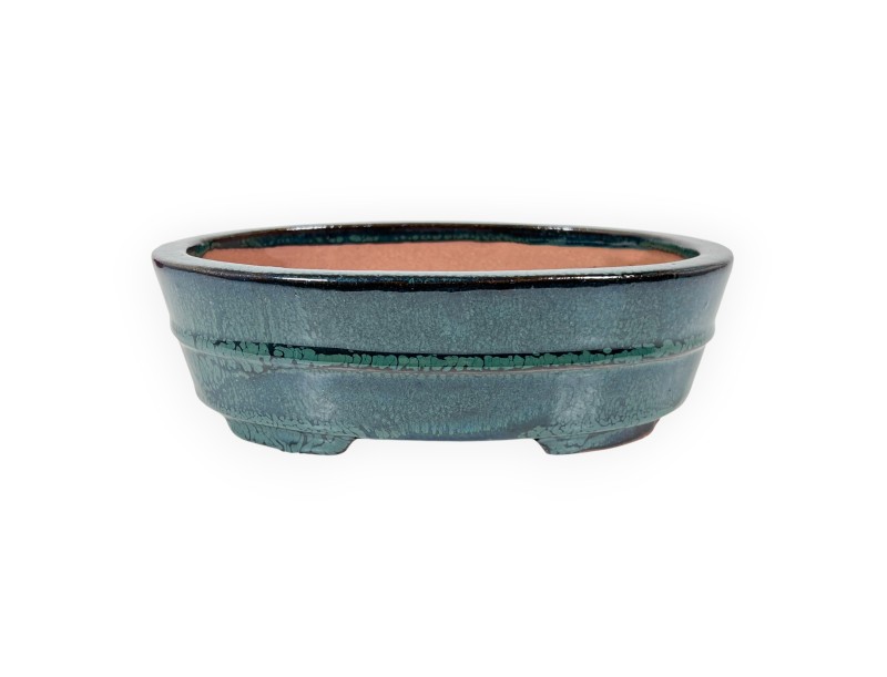 Vaso Bonsai Cinese Ovale in Grès Smaltato - 21,5 cm