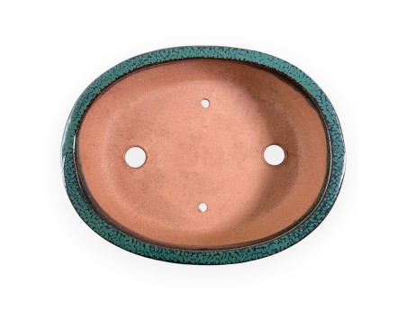 Pot ovale en grès émaillé pour bonsaïs chinois - 21,5 cm