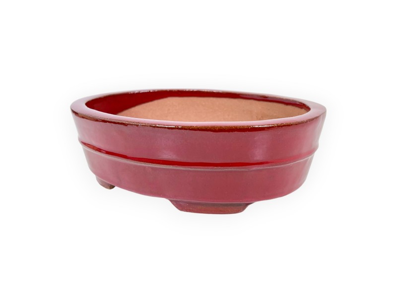 Oval glazed stoneware Chinese Bonsai pot - 21,5 cm