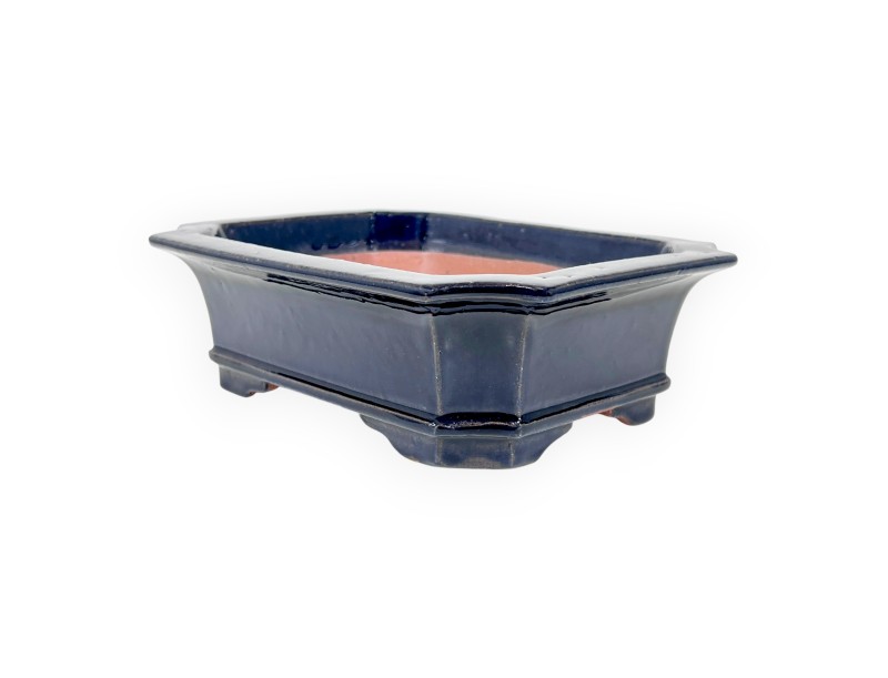 Chinesischer Bonsai Topf aus glasiertem Steingut, rechteckig - 21,5 cm