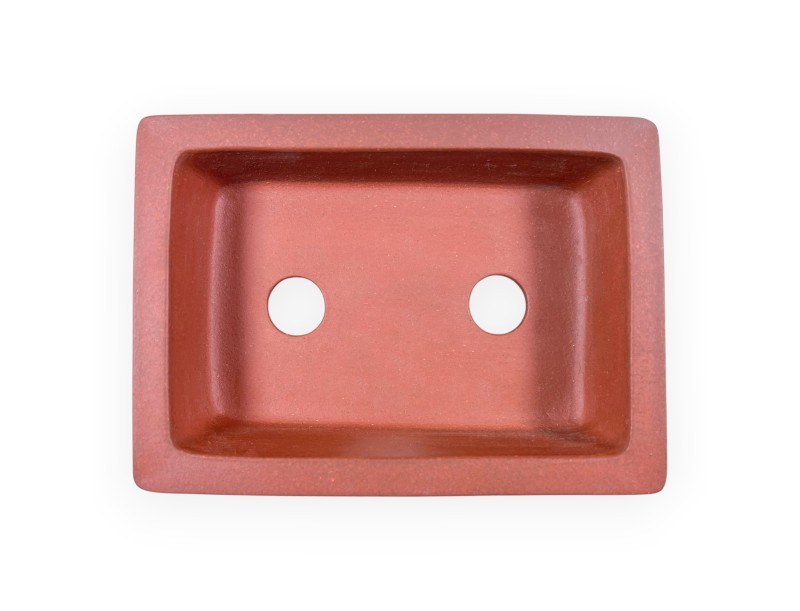 Pot rectangulaire en grès non émaillé pour bonsaïs chinois - 14,5 cm