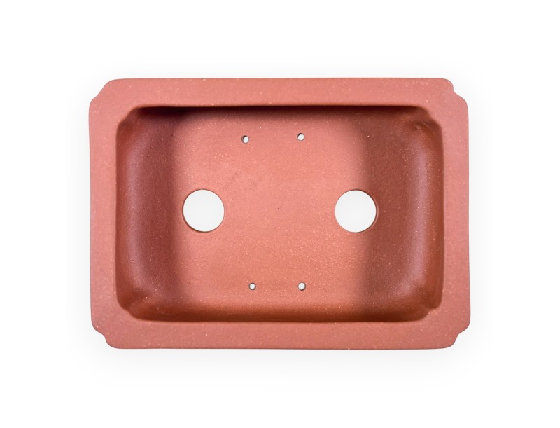 Chinesischer Bonsai Topf aus unglasierter Steingut, rechteckig - 14,5 cm