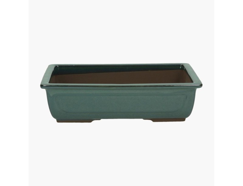 Pot rectangulaire grès émaillé pour bonsaïs japonais - 31 cm