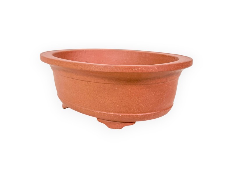 Ovaal ongeglazuurde steengoed Chinese Bonsai pot - 20 cm