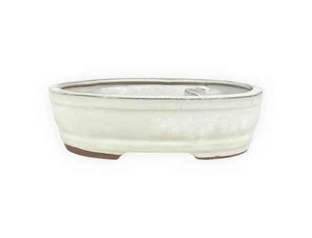 Chinesischer Bonsai Topf aus glasiertem Steingut, oval - 26 cm